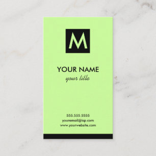 Elegant Lime Square Monogram Business Cards