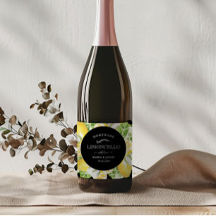 Elegant Limoncello Lemon Wreath  Liquor Bottle Label