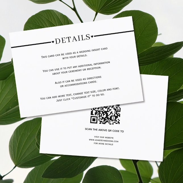 Elegant line and QR code black and white details Enclosure Card (Creator Uploaded)