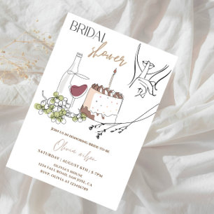 Elegant Line Art Bridal Shower Party Invitation
