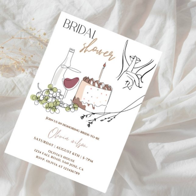 Elegant Line Art Bridal Shower Party Invitation (Creator Uploaded)