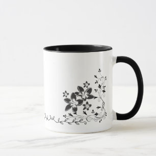 Elegant Line Art Butterfly and Floral Wrap Around Mug
