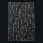 Elegant Line Art Eucalyptus Pattern   Tea Towel<br><div class="desc">minimalist line art eucalyptus black and white pattern</div>