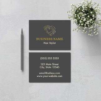 Elegant Line Art Face Hair Salon Logo Business Card