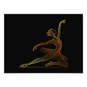 Elegant Line Art of Ballet Dancer in Graceful Pose Photo Print