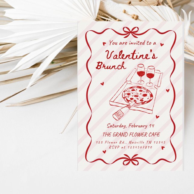 Elegant Line Art Valentine’s Brunch Party Invitation (Creator Uploaded)