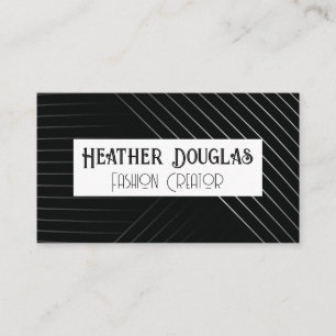 Elegant Line Pattern Classic Black White Business Card