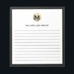 Elegant Lined Notepad<br><div class="desc">Elevate your note-taking experience with this Elegant Lined Notepad. This stylish notepad features a refined monogram initial logo at the top, showcasing your initial in a brushed gold design with customisable text below. The lined pages offer a perfect canvas for jotting down thoughts, ideas, and important notes. Experience the combination...</div>