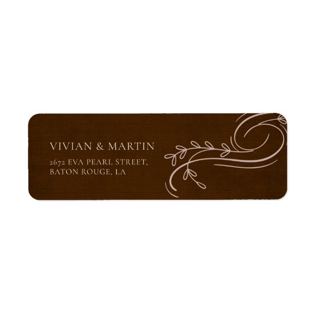 Elegant Linen Espresso Brown Return Address Label (Front)