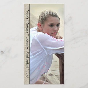 Elegant Linen Trim Vertical Photo Graduation Announcement