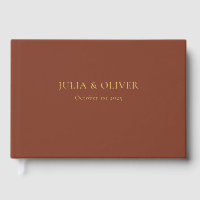 Elegant Linen Wedding Guest Book | Gold Foil