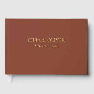Elegant Linen Wedding Guest Book Gold Foil