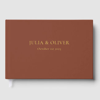 Elegant Linen Wedding Guest Book | Gold Foil