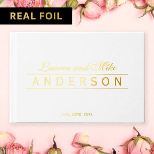 Elegant Lines Couple Name Wedding Guest Book