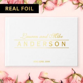 Elegant Lines Couple Name Wedding Guest Book