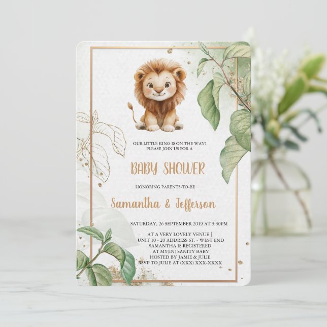 ELEGANT LION BABYSHOWER INVITATION (Standing Front)