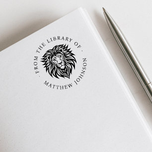 Elegant Lion From The Library Of Custom Name Book Self-inking Stamp