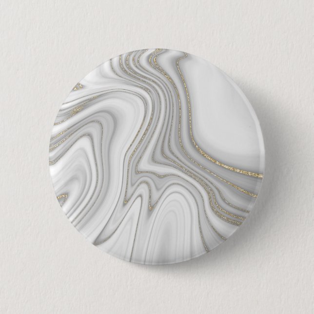 Elegant liquid gold glitter marble pattern 6 cm round badge (Front)