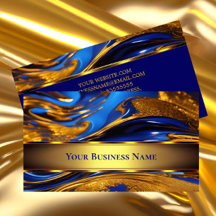 Elegant liquid gold Royal Blue Abstract Business Card