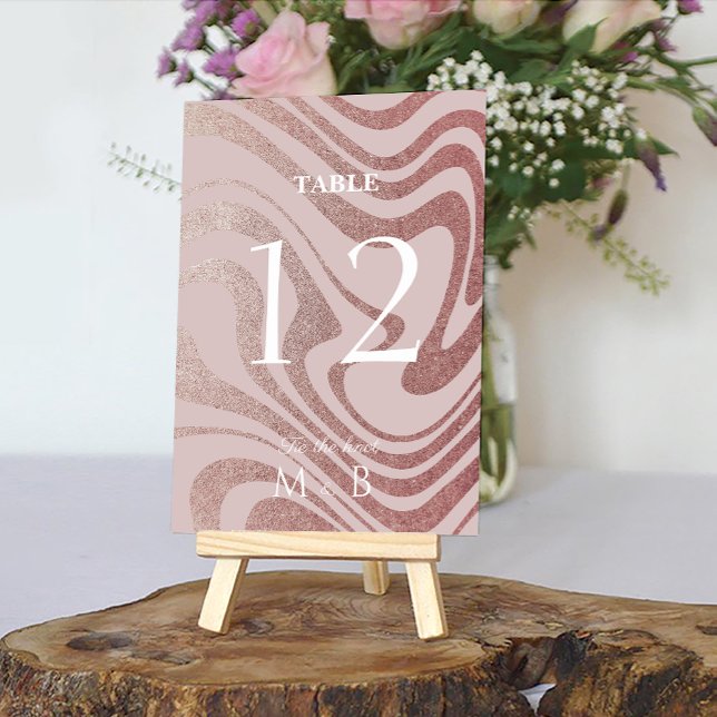 Elegant Liquid Rose Gold Wedding Table Number (Creator Uploaded)