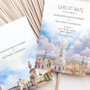 Elegant Lisbon Portugal Save the Date Wedding Card