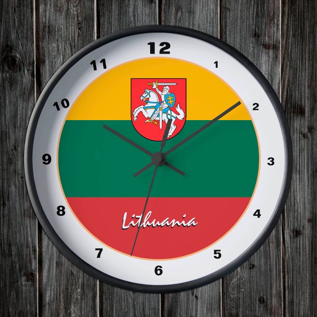 Elegant Lithuanian Flag, Lithuania Home / design Round Clock (Creator Uploaded)