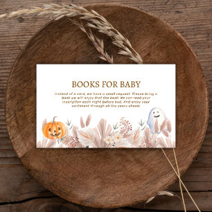 Elegant Little Boo Boho Ghost Books Baby Shower Enclosure Card