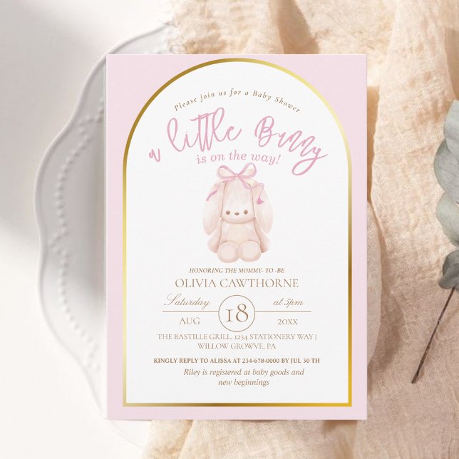 Elegant Little Bunny Girl Baby Shower  Invitation (Creator Uploaded)