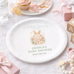 Elegant Little Bunny Neutral Baby Shower Paper Plate