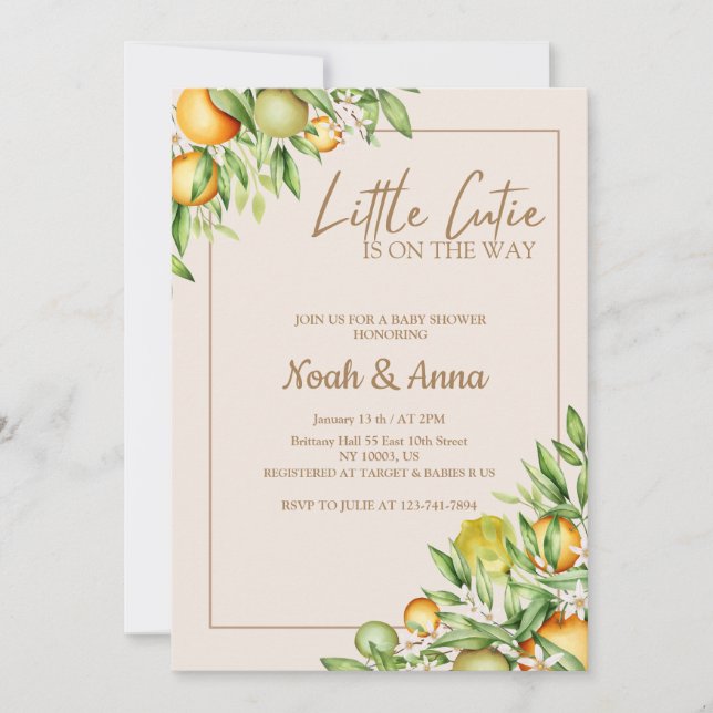  elegant little cutie is on the way baby shower  invitation (Front)