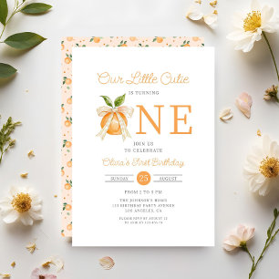 Elegant Little Cutie Orange Citrus 1st Birthday Invitation