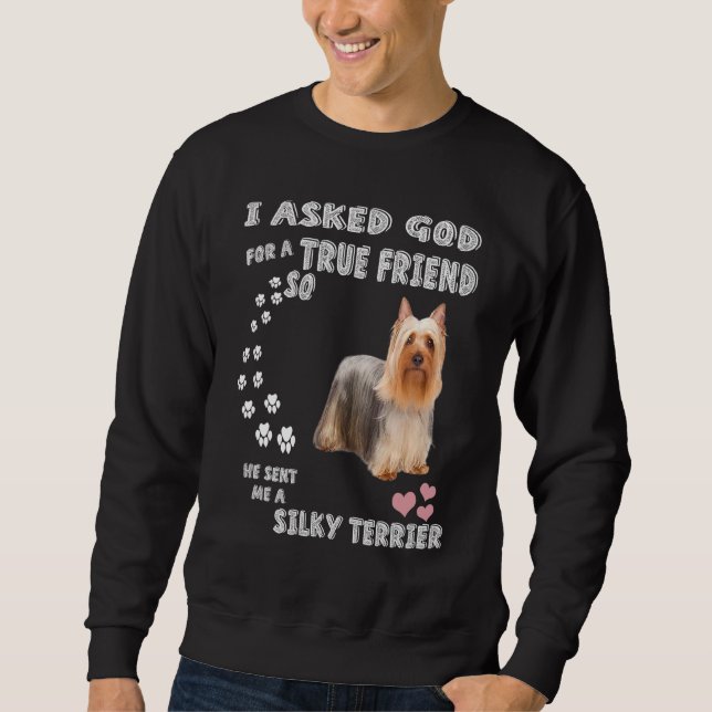 Elegant Little Dog Mum Dad, Cute Australian Silky  Sweatshirt (Front)