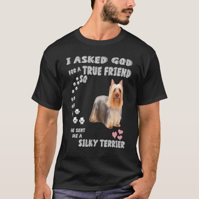 Elegant Little Dog Mum Dad, Cute Australian Silky  T-Shirt (Front)