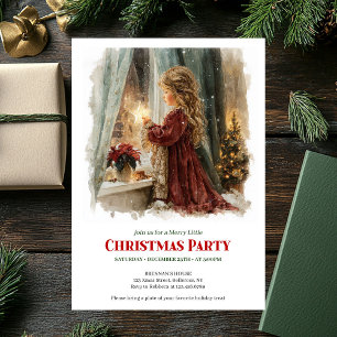 Elegant little girl holding shining star editable  invitation