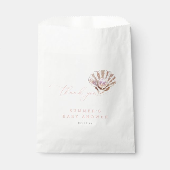 Elegant Little Pearl Baby Shower Thank You Favour Bag (Front)