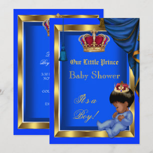Elegant Little Prince Baby Shower Boy Blue Invitation