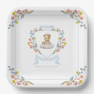 Elegant Little Princess Bear Royal Baby Shower Paper Plate