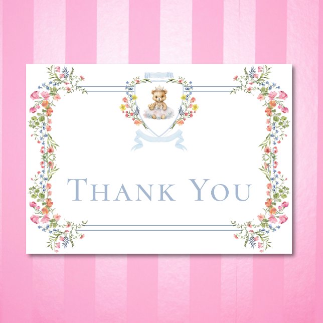 Elegant Little Princess Bear Royal Baby Shower Thank You Card (Creator Uploaded)