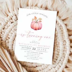 Elegant Little Pumpkin Girl Fall 1st Birthday Invitation