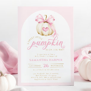 Elegant Little Pumpkin Pink Baby Shower Invitation