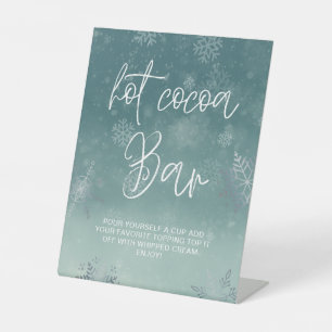 Elegant Little Snowflake Baby Shower Hot Cocoa Bar Pedestal Sign