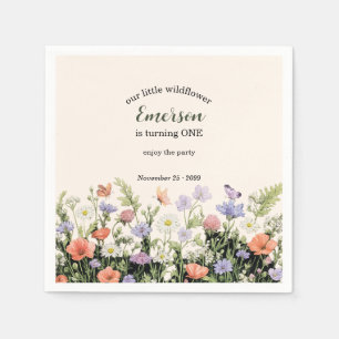 Elegant Little Wildflower 1st Birthday Party Napkin
