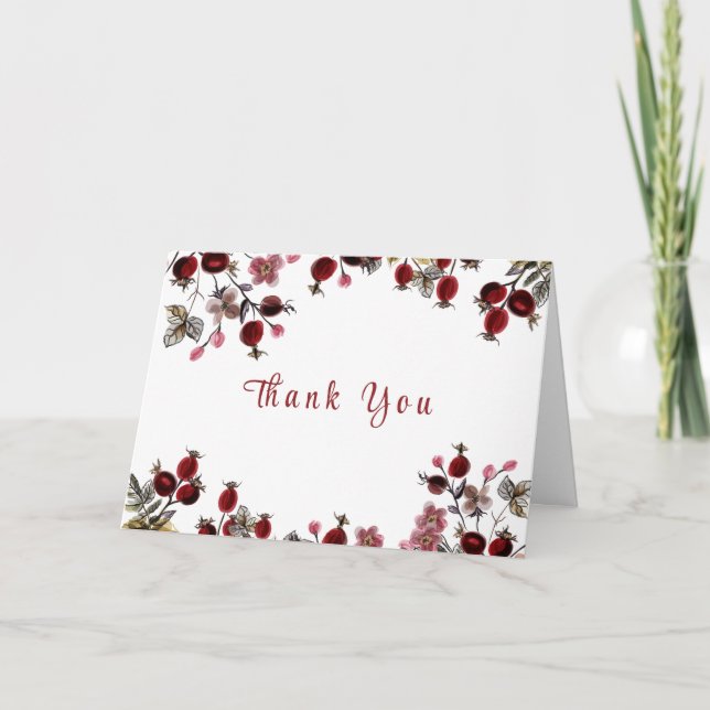 Elegant Little Wildflower Berry Baby Shower  Thank You Card (Front)
