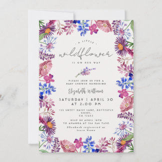 Elegant Little Wildflower Watercolor Baby Shower Invitation