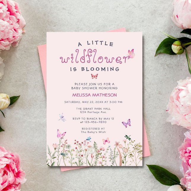 Elegant Little Wildlfower Boho Girl Baby Shower Invitation (Creator Uploaded)