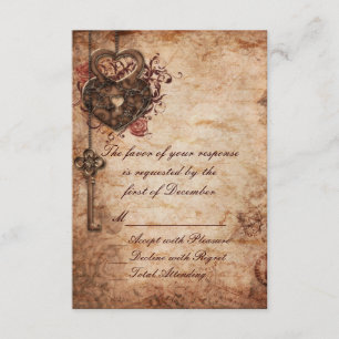 Elegant Lock and Key Wedding RSVP Card