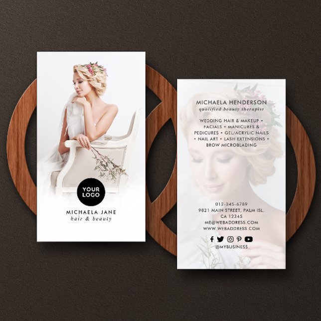 Elegant Logo, 2 Photos, Services & Social Media Business Card (Creator Uploaded)