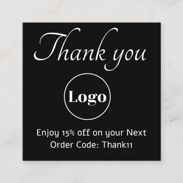  Elegant Logo Black Thank You discount card (Front)
