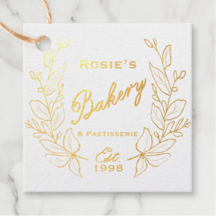 Elegant Logo Botanical Wreath Bakery Script Favour Tags