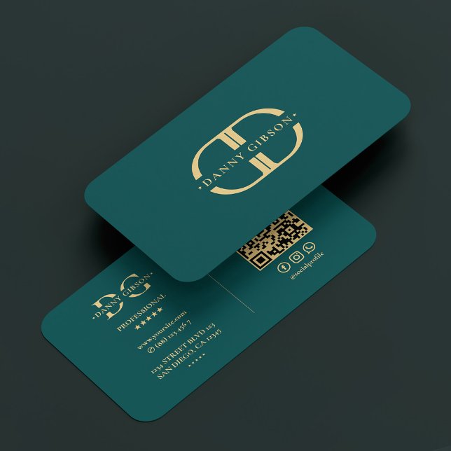 Elegant Logo D Monogram Modern Teal Gold Business Card (Elegant Logo D Monogram Modern Teal Gold Business Card
)